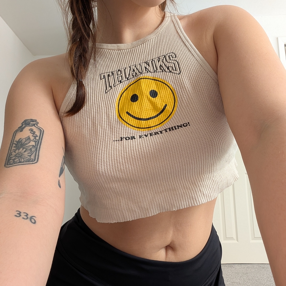 Smiley Face Cream Crop Top